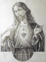 Szkic do witraża Serce Jezusa